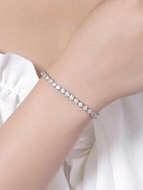 Moissanite Bubble Tennis Bracelet 925 Sterling Silver Unisex Gift Jewelry
